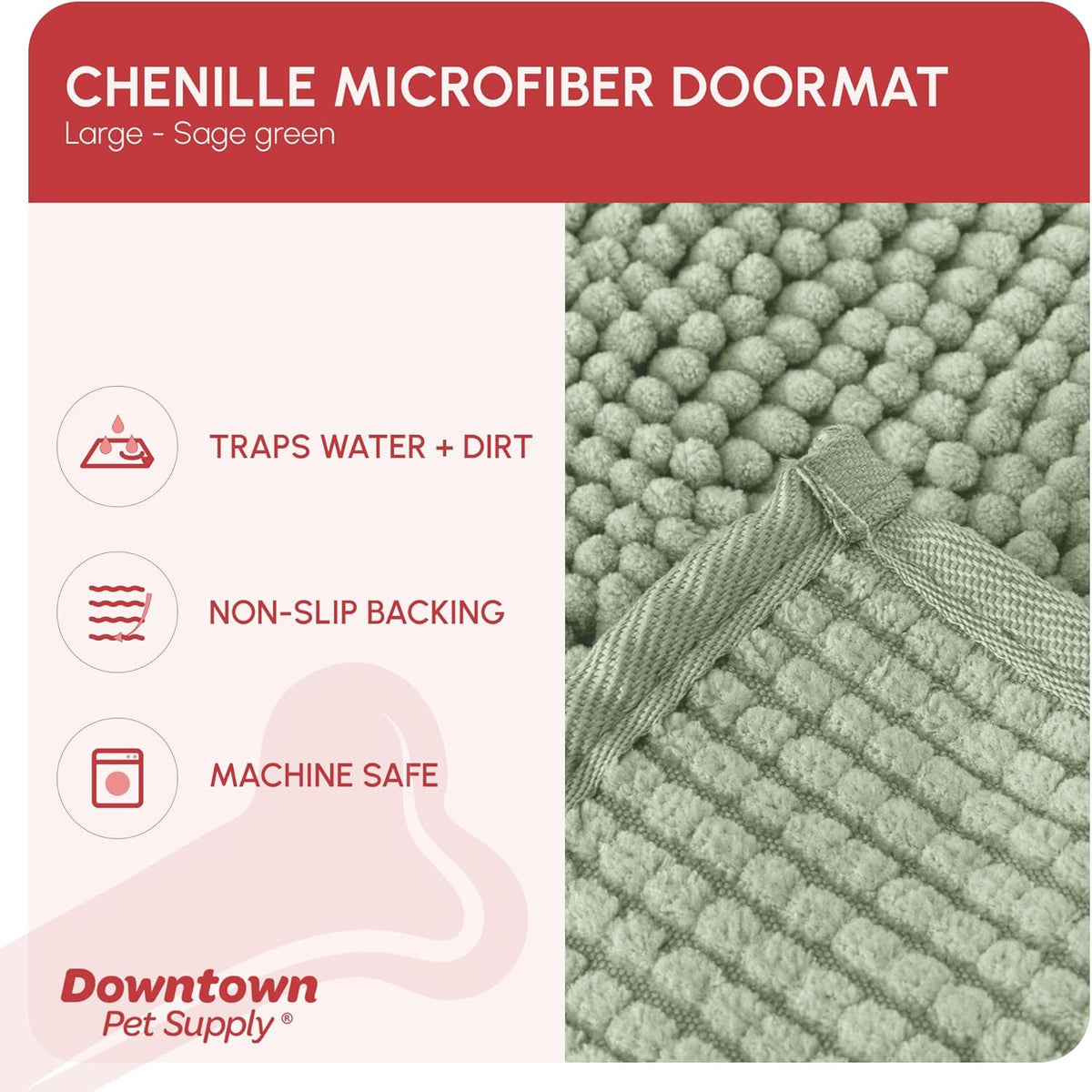 My Doggy Place Microfiber Dog Mat for Muddy Paws, 36" x 26" Sage - Absorbent and Quick-Drying Dog