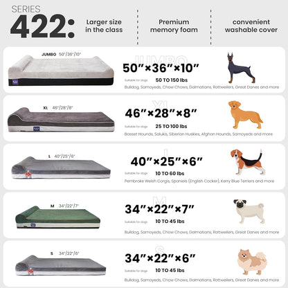 Laifug Orthopedic Memory Foam Extra Large Dog Bed with Pillow and Durable Waterproof Liner with