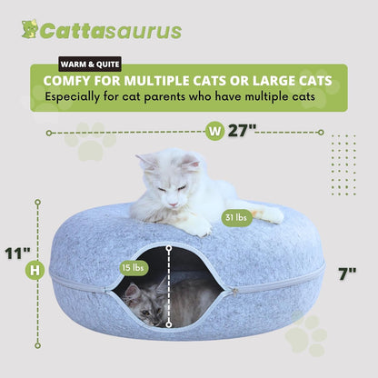 CATTASAURUS Peekaboo Cat Cave for Multiple & Large Cats Up to 30-45 Lbs, Scratch Detachable &