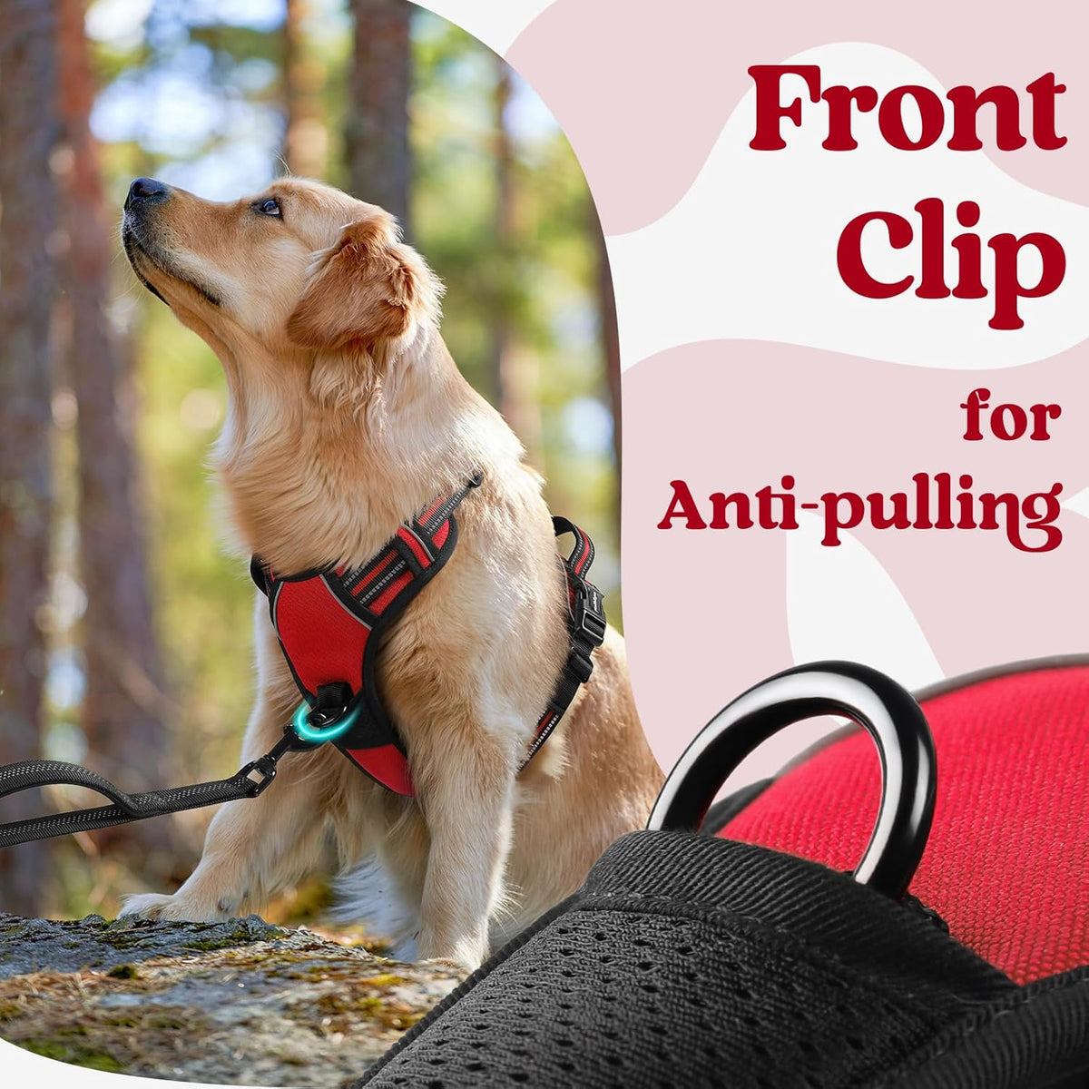 rabbitgoo Dog Harness for Large, No Pull Pet Harness with 3 Buckles, Adjustable Soft Padded Vest