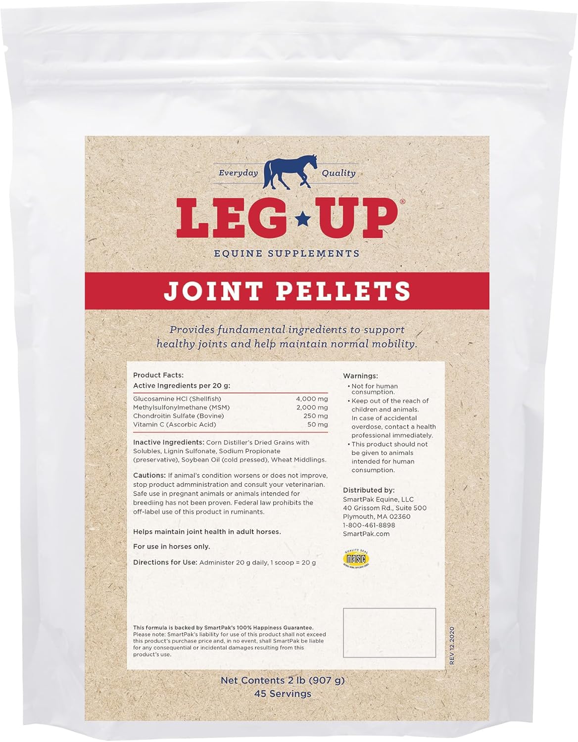 SmartEquine Leg Up Joint Pellets | Joint Support Supplement For Horses | Glucosamine Chondroitin