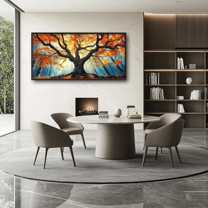 Extra Large Tree of Life Framed Wall Art for Living Room,Fall Autumn Forest Sunrise Landscape
