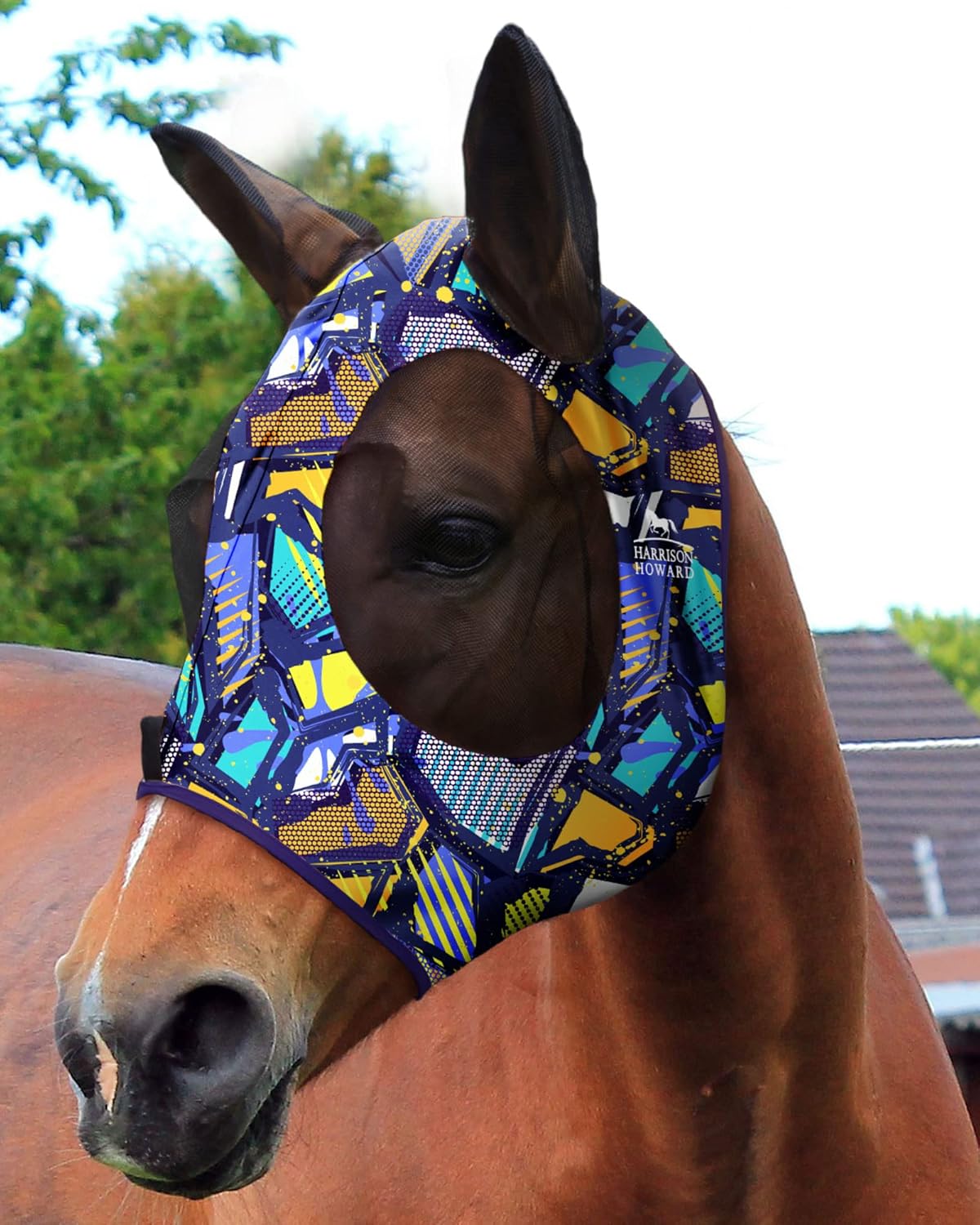 Harrison Howard Super Comfort Stretchy Fitting Horse Fly Mask with UV Protection Soft on Skin with