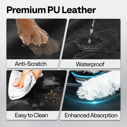 Dog Car Seat Cover for Back Seat 53", Upgraded PU Leather Back Seat Extender with Hard Bottom Holds