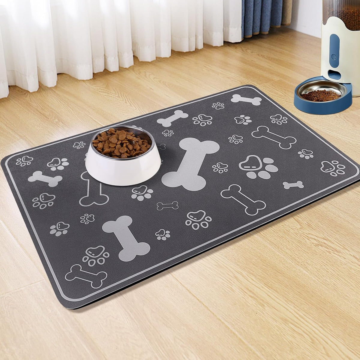 Pet Feeding Mat,Rapid Absorbent Mats for Dog Cat Food, Dog Placemat Water Bowl Mat with Rubber