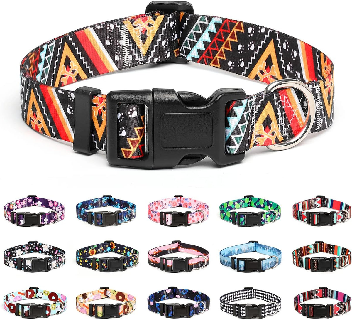 Mercano Adjustable Dog Collar - Special Design Patterns, Soft Nylon Comfortable Durable Pet Collar