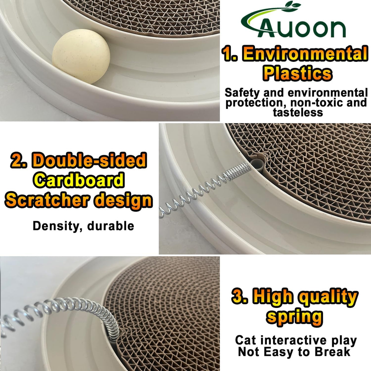 AUOON Cat Scratcher Toy - Cat Scratch Pad with Cat Toy Ball Track and Plush Mouse Toy for Indoor