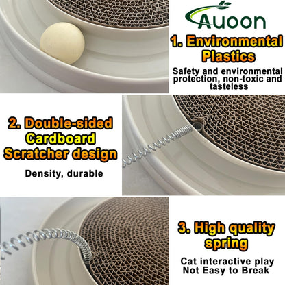 AUOON Cat Scratcher Toy - Cat Scratch Pad with Cat Toy Ball Track and Plush Mouse Toy for Indoor