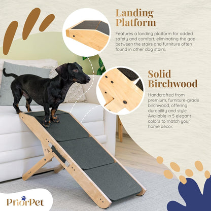 Dog Steps for Bed & Couch 2-in-1 Dog Stairs/Ramp - Height Adjustable Dog Ramp for Couch 7” - 20”