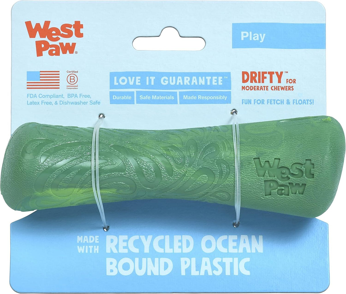 WEST PAW Seaflex Drifty Dog Toy – Machine Washable Dog Toys for Moderate Chewers – Eco-Friendly