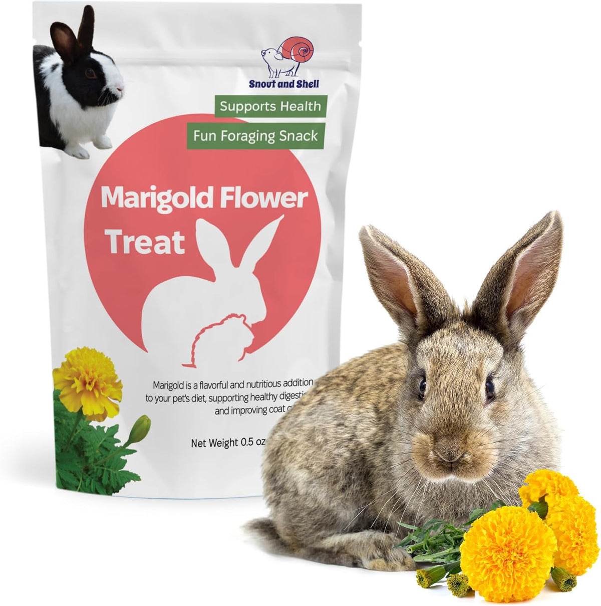 Snout and Shell Marigold Flower Treat for Small Pets – Organic, Healthy Digestive Support – Fun