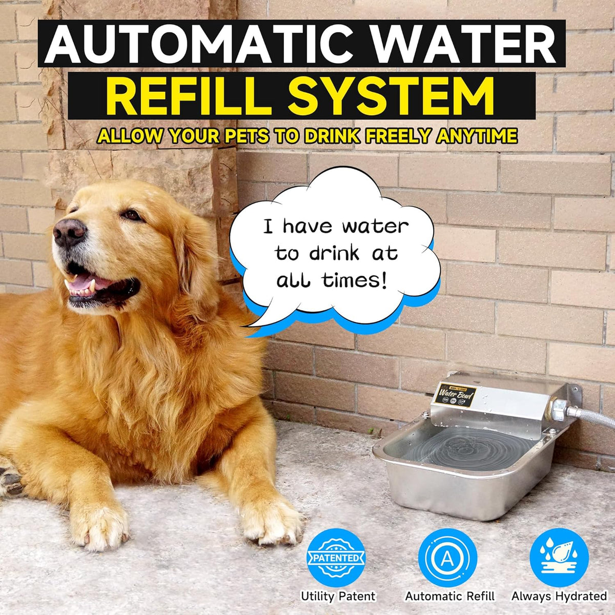 Automatic Water Dispenser for Dogs, 101oz Outdoor Dog Water Bowl, 304 Stainless Steel Water Feeder