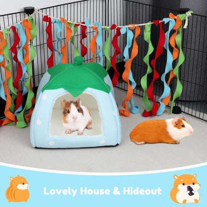 BWOGUE Guinea Pig House Bed Cozy Hamster Cave Large Hideout for Dwarf Rabbits Hedgehog Bearded