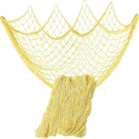 Rosoz Nature Fish Net Wall Decoration with Shells, Ocean Themed Wall Hangings Fishing Net Party