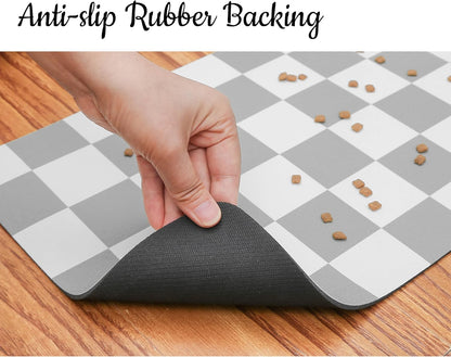 Ralxion Checkered Dog Feeding Mat, Absorbent Mats for Dog Food and Water Bowl, Dispenser, Retro