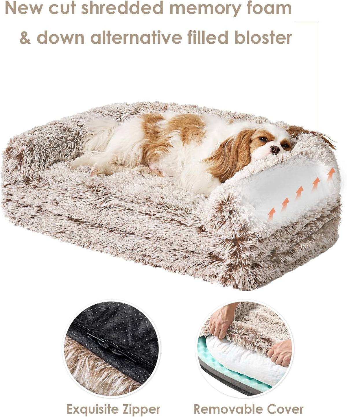 EHEYCIGA Foldable XXL Dog Bed, Faux Fur Fluffy Pet Couch Bed for Extra Large Dogs, Orthopedic