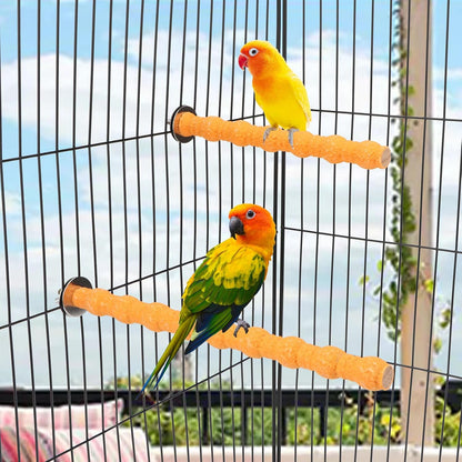 Hypeety 2PCS Wood Perch Stand Paw Grinding Stick Toy Pet Bird Cage Stand Platform for Bird Parrot