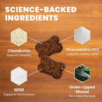 VetriScience Ultimate Strength Healthy Hip & Joint Chews, GlycoFlex Glucosamine, Chondroitin and