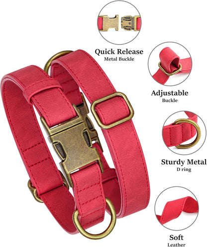 Didog Soft PU Leather Dog Collar, Stylish Quick Released Dog Collars for Small Dogs, Easy Clean
