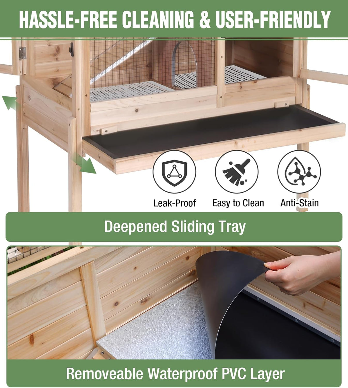 GUTINNEEN Guinea Pig Cage Rabbit Cage Indoor with Chew-Proof Edges, Clean Deep Tray, Leakproof PVC