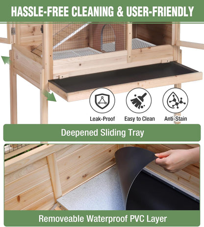 GUTINNEEN Guinea Pig Cage Rabbit Cage Indoor with Chew-Proof Edges, Clean Deep Tray, Leakproof PVC