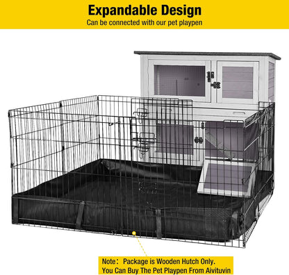 Aivituvin 36" Rabbit Hutch Bunny Cage Indoor Outdoor Guinea Pig Cage 2 Story Wth 2 Tray, Trap Door
