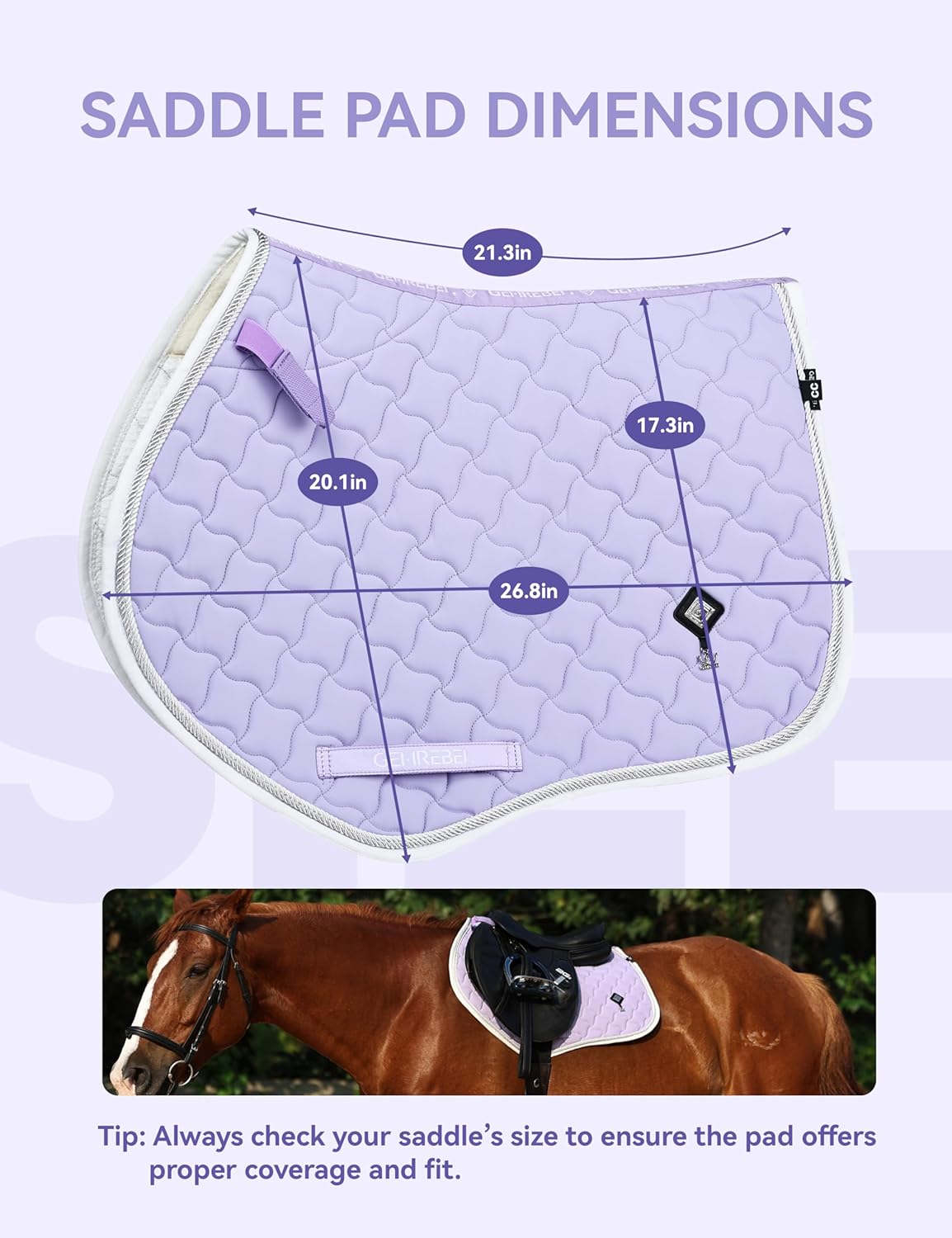 Close Contact Non-Slip Design Horse Riding Pad Moisture-Wicking Shock Absorbing English Saddle Pad