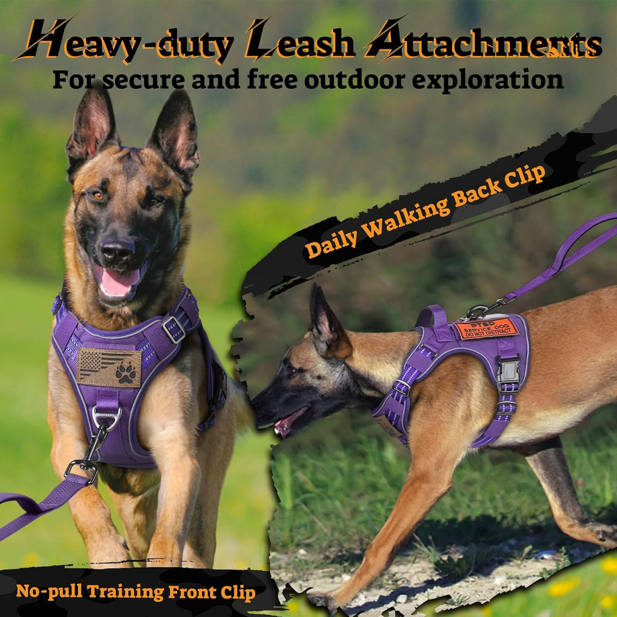 rabbitgoo Dog Harness Medium Sized No Pull, Tactical Service Pet Vest with Molle and Control