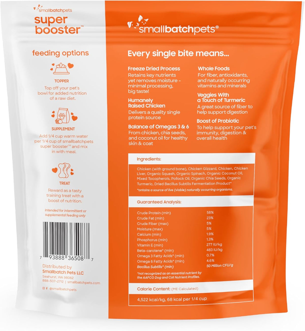 Smallbatch Freeze Dried Dog Treats, Superfood Food Topper Chicken Bites for Dogs & Cats