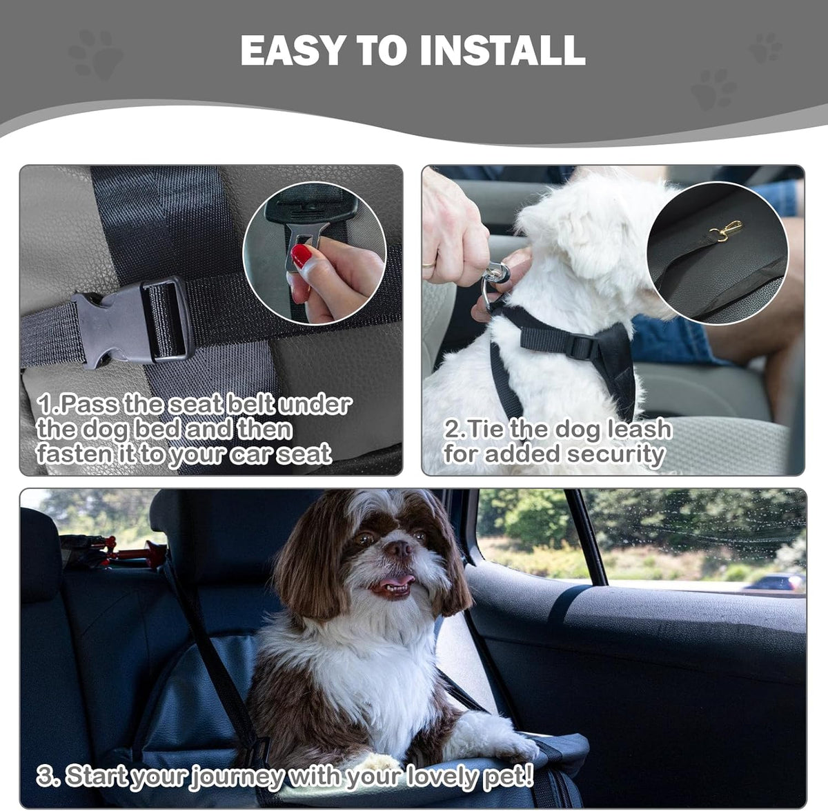 2 and 1 Center Console Dog Car Seat & Carrier for Small Dogs, Large Leather Dog Car Bed with
