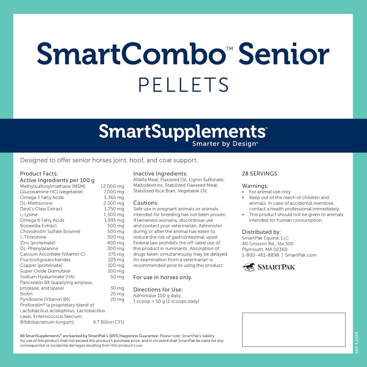 SmartCombo Senior Pellets | Joint, Hoof, Skin, and Coat Supplement For Senior Horses | Contains