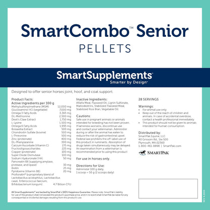 SmartCombo Senior Pellets | Joint, Hoof, Skin, and Coat Supplement For Senior Horses | Contains