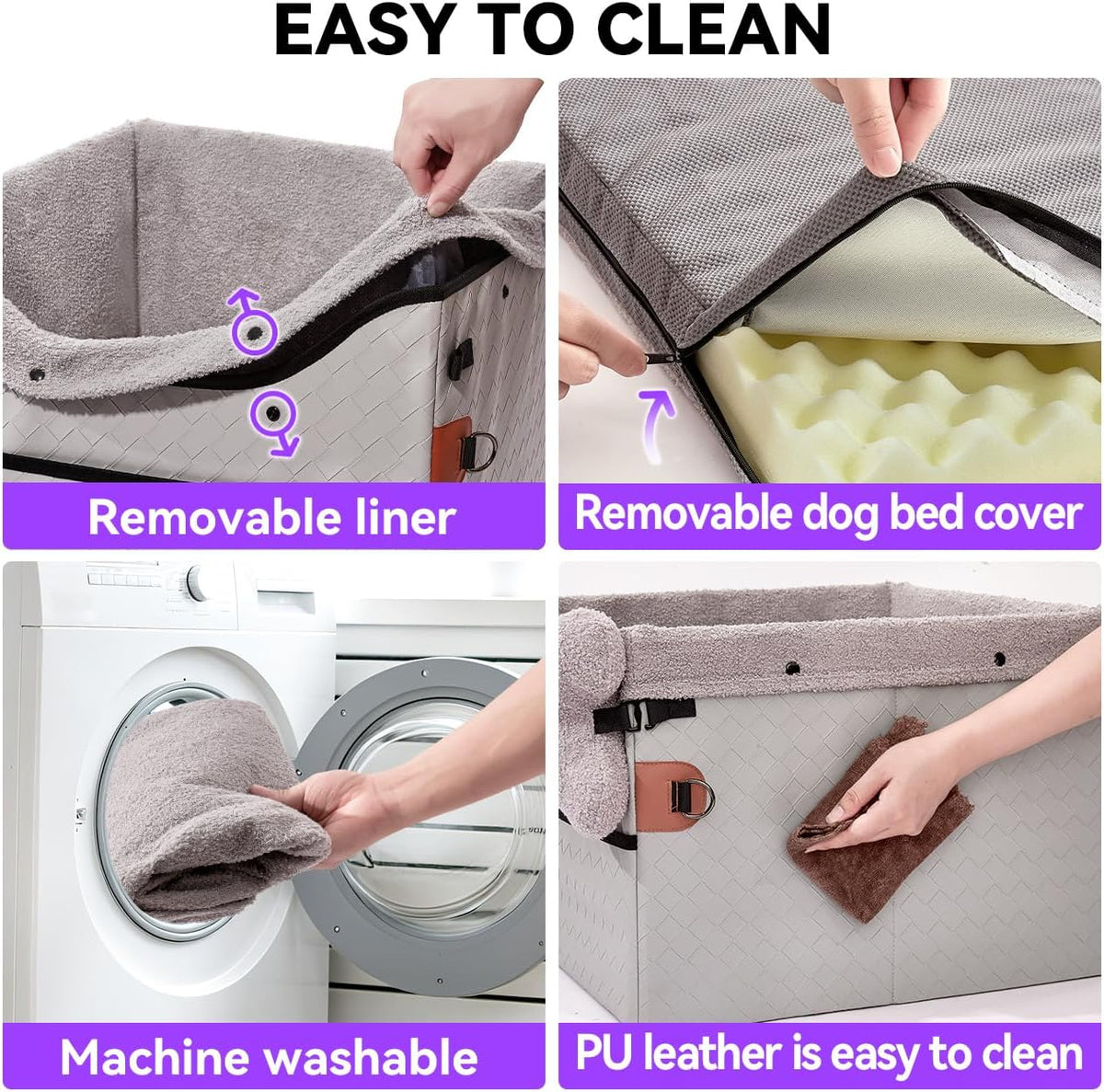 Dog Car Seats for Small Medium Dogs,PU Leather Car Seat Boosters,Foldable Puppy Cat Carseats (Grey