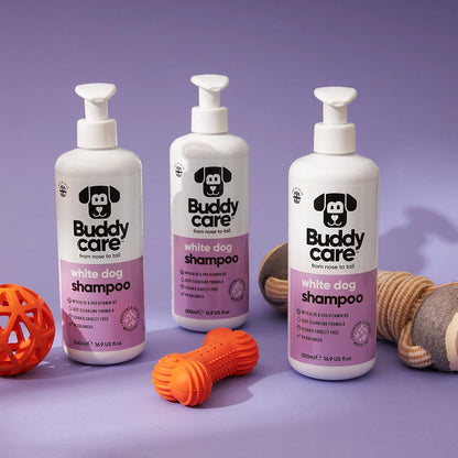 White Dog Shampoo by Buddycare | Dry Skin & Itchy Skin Relief for Smelly Dogs | Deep Cleansing