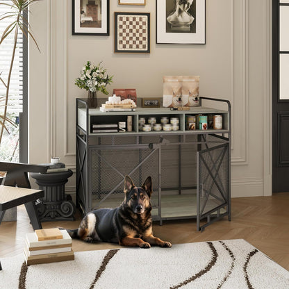 Dog Crate Furniture, 48" Heavy Duty Wooden Dog Crate End Table, XL Dog Kennel Furniture Large