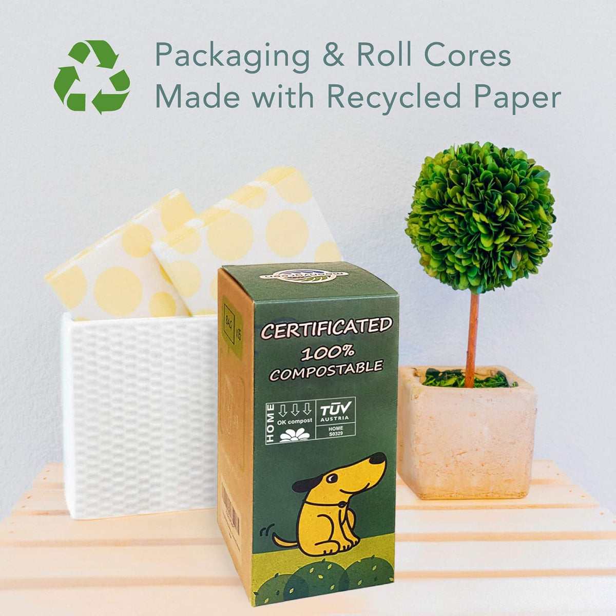 Compostable Dog Poop Bag Rolls, Doggie Poop Bags Refills, Eco-Friendly Pet Waste Bags