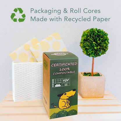 Compostable Dog Poop Bag Rolls, Doggie Poop Bags Refills, Eco-Friendly Pet Waste Bags