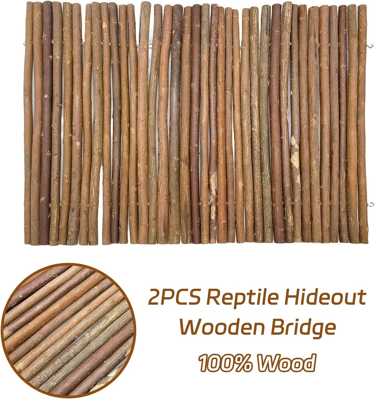 BNOSDM 2PCS Reptile Hideout Wooden Bridge 12.99"x 18.89" Lizard Hide Caves Bearded Dragon Habitat