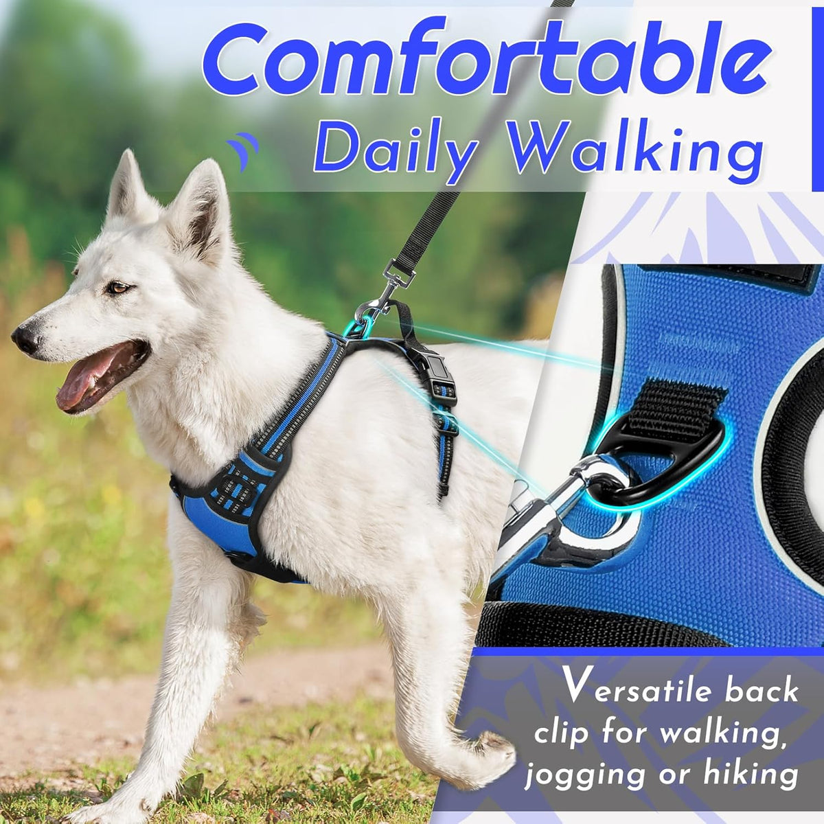 Eagloo Dog Harness for Large Dogs, No Pull Service Vest with Reflective Strips and Control Handle