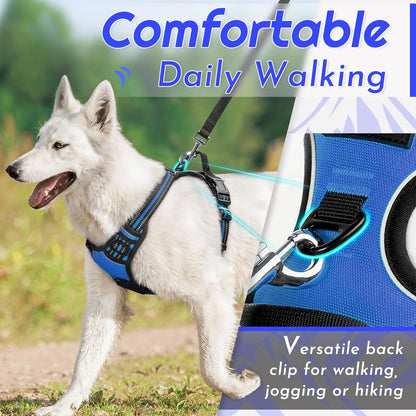 Eagloo Dog Harness for Large Dogs, No Pull Service Vest with Reflective Strips and Control Handle