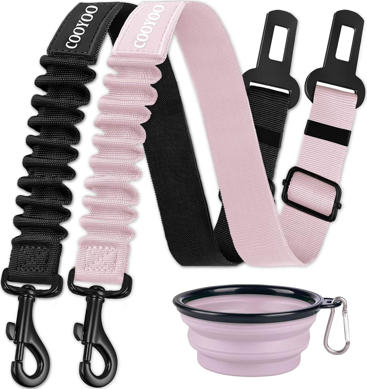 COOYOO Dog Seat Belt,3 Piece Set Retractable Dog Car Adjustable Seatbelts for Vehicle Nylon Pet