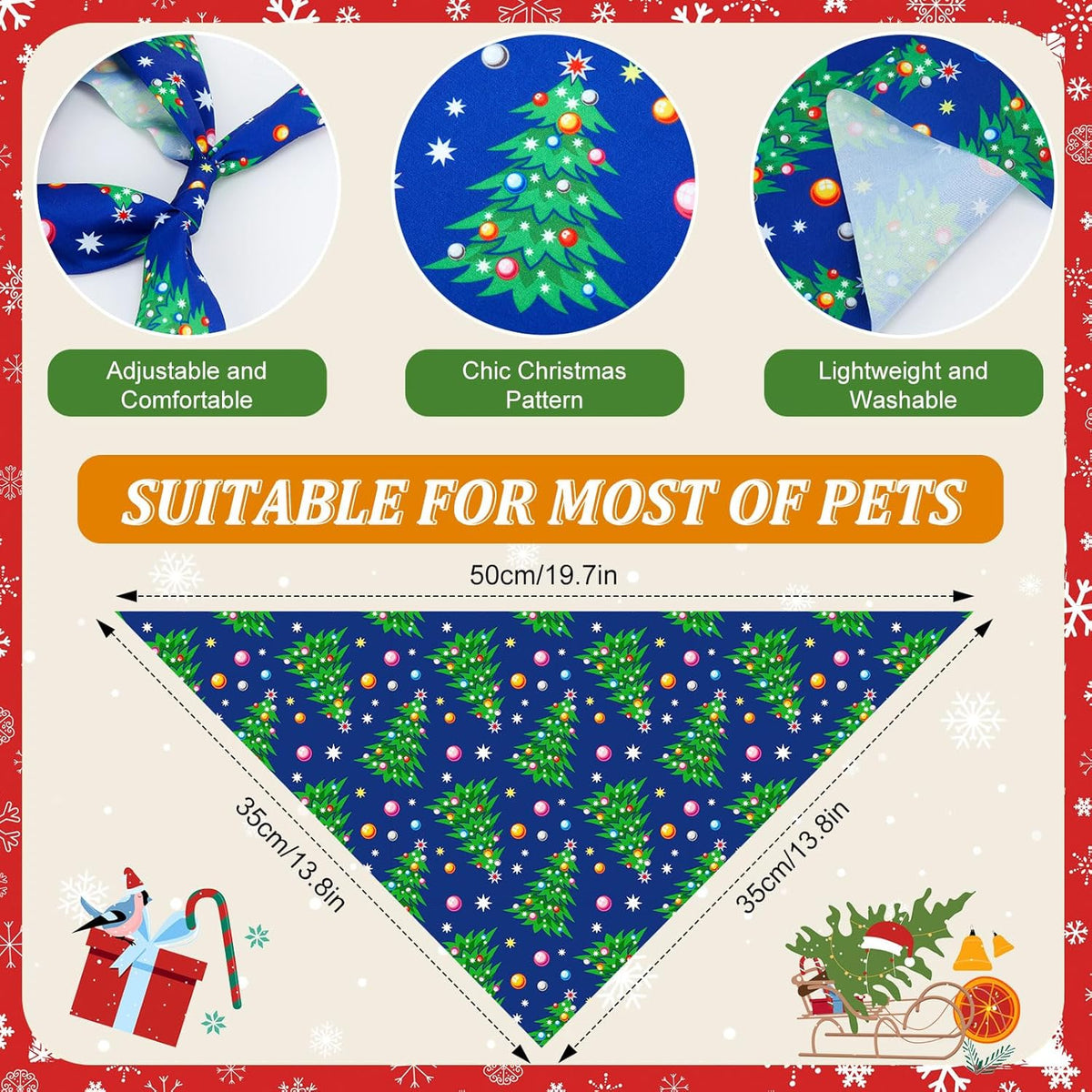 Abbylike 100 Pcs Christmas Dog Bandanas Bulk Xmas Bandanas for Dogs Triangle Kerchief Bibs Scarf