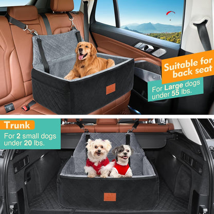 Dog Car Seat for Large Medium Dogs,Washable Pet Carseat Under 55 lbs or 2 Small Dogs,Dog Booster