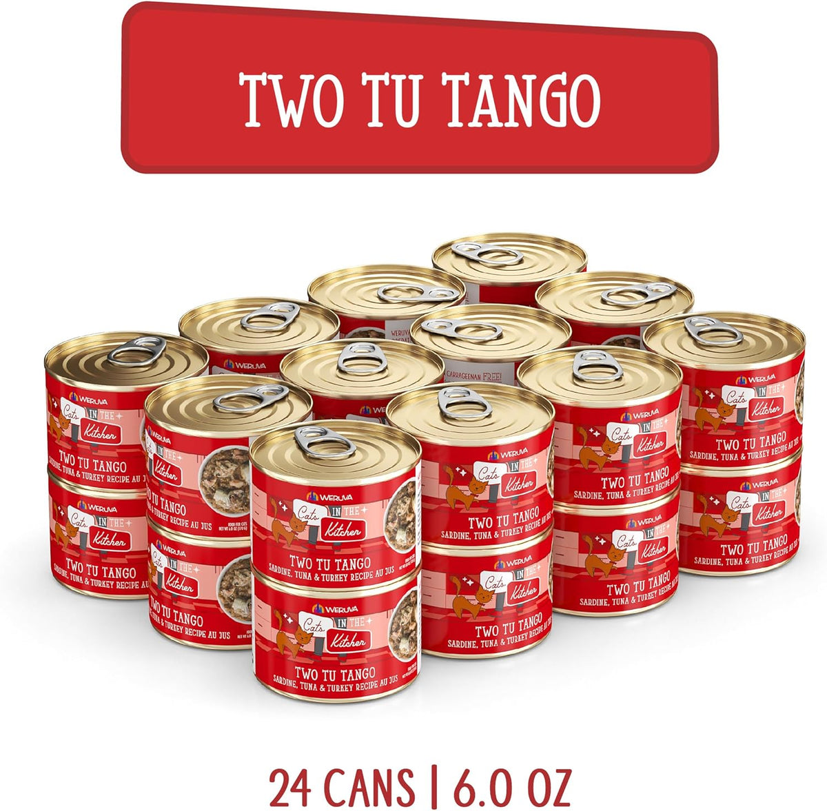 Weruva Cats in The Kitchen, Two Tu Tango with Sardine, Tuna & Turkey Au Jus Cat Food, 6oz Can (Pack