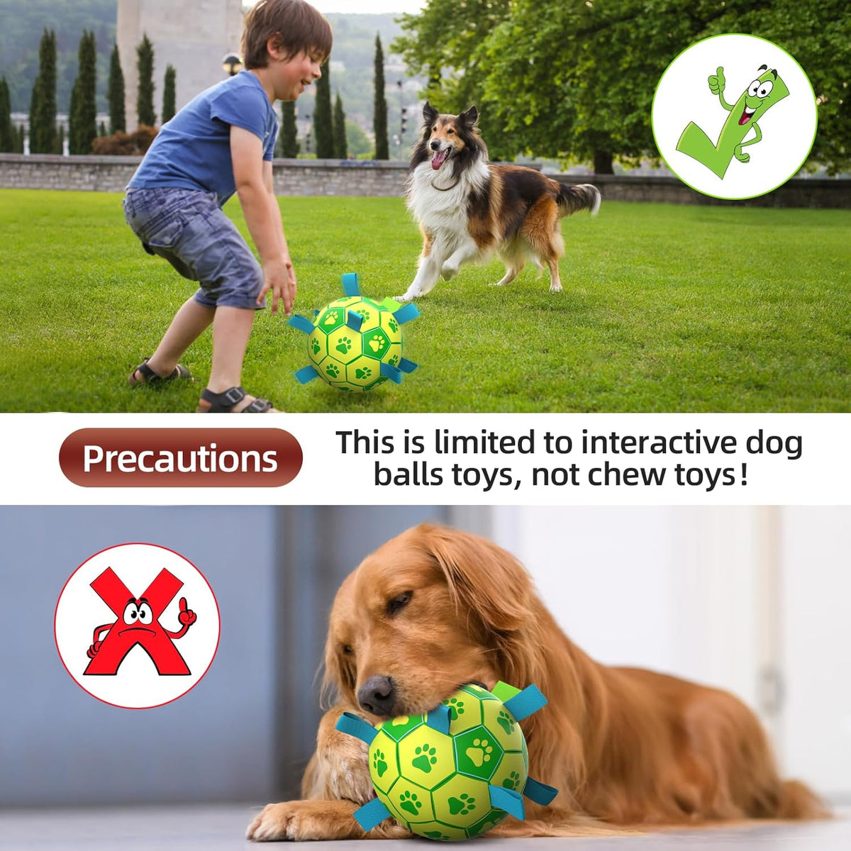 QDAN Dog Toys Soccer Ball - Durable Dog Balls with Strap for Medium Small Dogs, Puppy Birthday