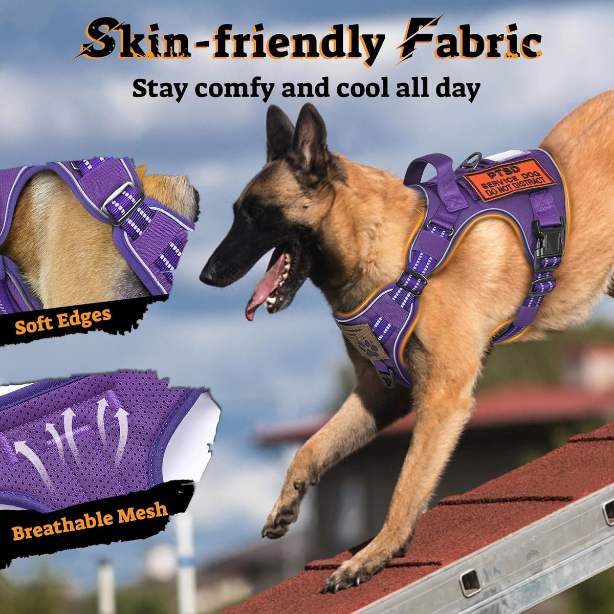 rabbitgoo Dog Harness Small Sized No Pull, Tactical Service Pet Vest with Molle and Control Handle