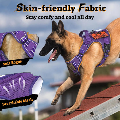 rabbitgoo Dog Harness Medium Sized No Pull, Tactical Service Pet Vest with Molle and Control