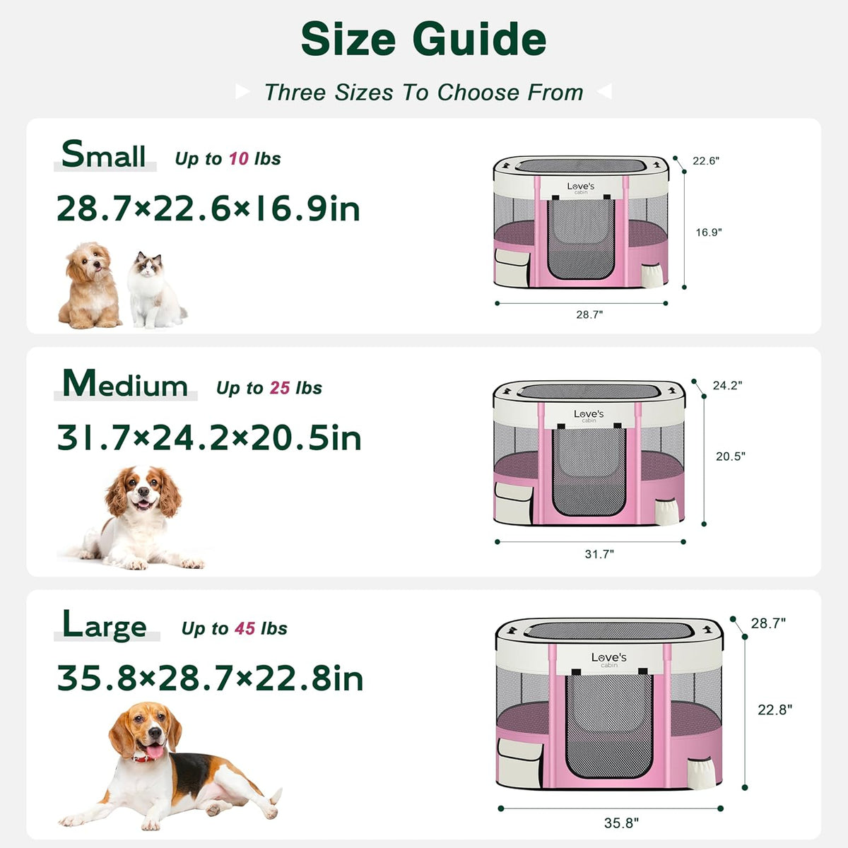 Love's cabin Pet Puppy Dog Playpen, Small Dog Tent Crates Cage Indoor/Outdoor, Portable Exercise