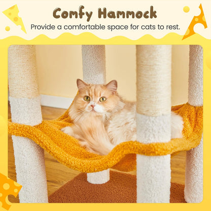 MWPO Cat Tree, 63.8-Inch Cat Tower for Indoor Cats, Multi-Level Cat Condo with 5 Scratching Posts