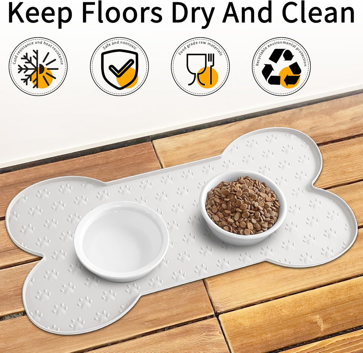 Dog Food Mat Anti-Slip Silicone Dog Bowl Mat Thicker Pet Placemat Waterproof Cat Feeder Pad with